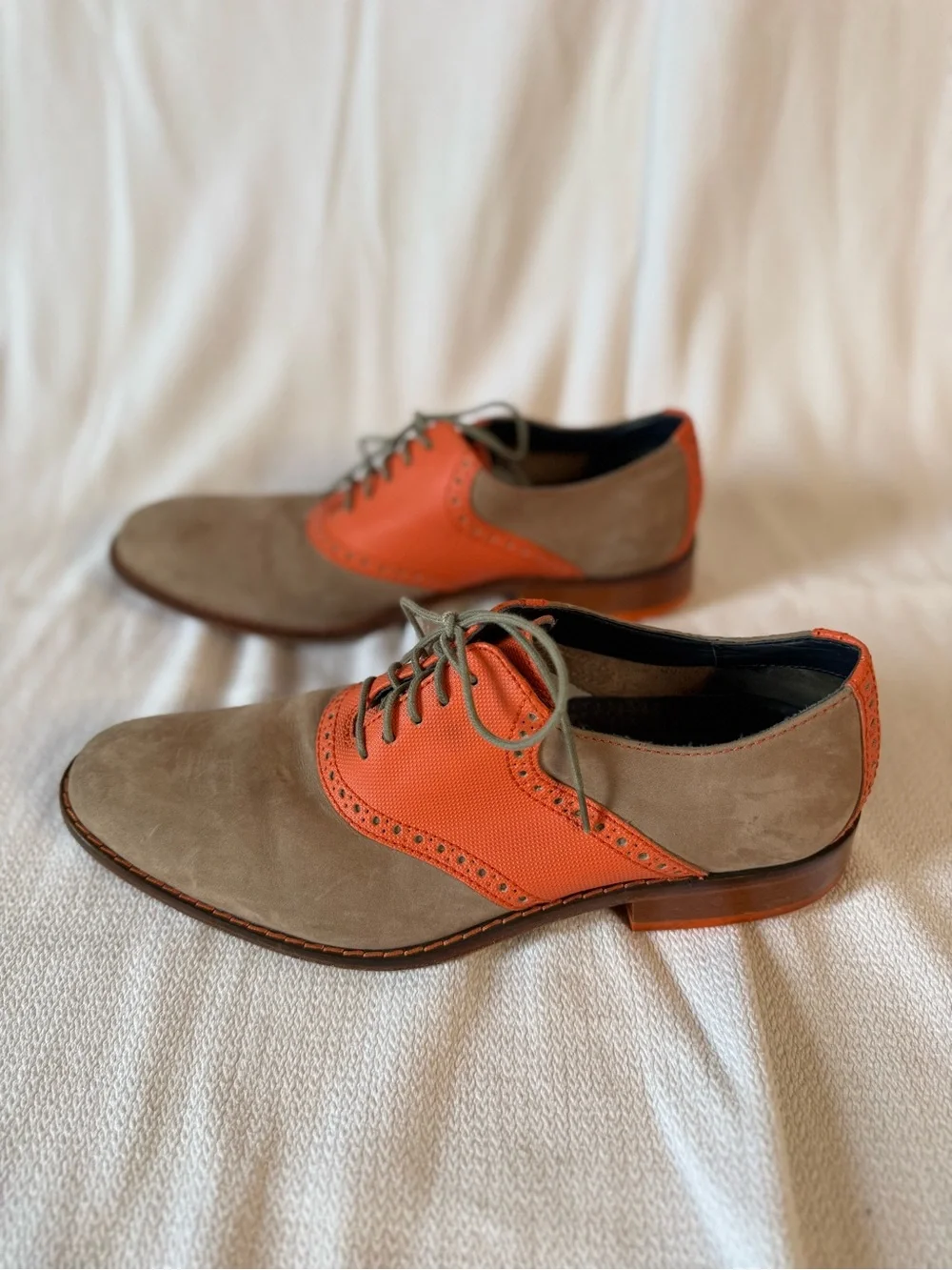 Cole Haan Two-Tone Suede & Leather Oxford - Orange and Taupe